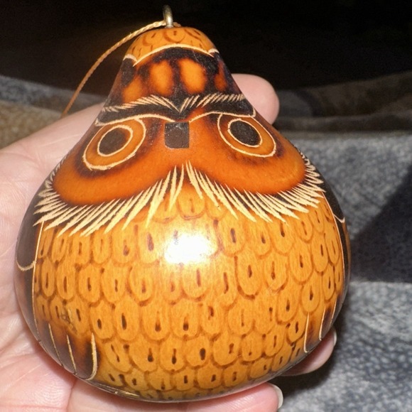 Handcrafted Other - Peru Owl Gourd Ornament Hand Painted LUCMA